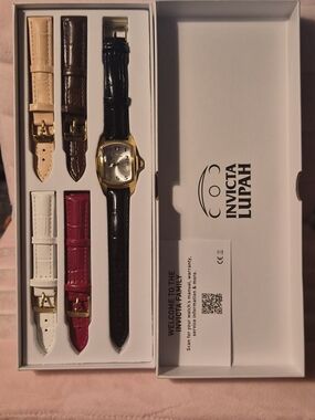 Invicta Lupah Women's Interchangeable Strap Watch - Black & Gold with 5 Straps